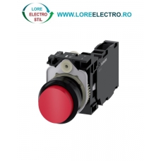 3SU1100-0BB20-1FA0, BUTON DE COMANDA COMPLET SIEMENS SIRIUS, DIAMETRU DE 22 MM, ROSU, INALT, CU REVENIRE, 1NC+1NO, CONEXIUNE CU SURUB