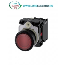 3SU1102-0AB20-1CA0, BUTON DE COMANDA COMPLET SIEMENS SIRIUS, DIAMETRU DE 22 MM, ROSU, LUMINOS, CU REVENIRE, 1NC, LED 24 V AC/DC, CONEXIUNE CU SURUB