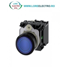 3SU1102-0AB50-1BA0, BUTON DE COMANDA COMPLET SIEMENS SIRIUS, DIAMETRU DE 22 MM, ALBASTRU, LUMINOS, CU REVENIRE, 1NO, LED 24 V AC/DC, CONEXIUNE CU SURUB