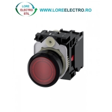 3SU1103-0AB20-1CA0, BUTON DE COMANDA COMPLET SIEMENS SIRIUS, DIAMETRU DE 22 MM, ROSU, LUMINOS, CU REVENIRE, 1NC, LED 110 V AC, CONEXIUNE CU SURUB