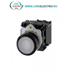 3SU1103-0AB60-1BA0, BUTON DE COMANDA COMPLET SIEMENS SIRIUS, DIAMETRU DE 22 MM, ALB, LUMINOS, CU REVENIRE, 1NO, LED 110 V AC, CONEXIUNE CU SURUB