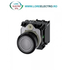 3SU1103-0AB70-1BA0, BUTON DE COMANDA COMPLET SIEMENS SIRIUS, DIAMETRU DE 22 MM, TRANSPARENT, LUMINOS, CU REVENIRE, 1NO, LED 110 V AC, CONEXIUNE CU SURUB