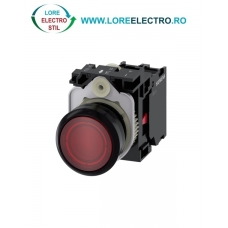 3SU1106-0AB20-1CA0, BUTON DE COMANDA COMPLET SIEMENS SIRIUS, DIAMETRU DE 22 MM, ROSU, LUMINOS, CU REVENIRE, 1NC, LED 230 V AC, CONEXIUNE CU SURUB