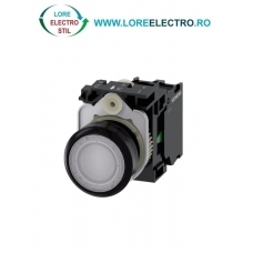 3SU1106-0AB60-1BA0, BUTON DE COMANDA COMPLET SIEMENS SIRIUS, DIAMETRU DE 22 MM, ALB, ILUMINAT, CU REVENIRE, 1NO, LED 230 V AC, CONEXIUNE CU SURUB