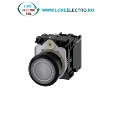 3SU1106-0AB70-1BA0, BUTON DE COMANDA COMPLET SIEMENS SIRIUS, DIAMETRU DE 22 MM, TRANSPARENT, ILUMINAT, CU REVENIRE, 1NO, LED 230 V AC, CONEXIUNE CU SURUB