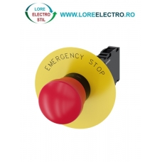 3SU1100-1HA20-1FG0, BUTON DE COMANDA COMPLET SIEMENS SIRIUS, DIAMETRU DE 22 MM, TIP CIUPERCA 40 MM, ROSU, CU RETINERE, 1NC+1NO, CONEXIUNE CU SURUB