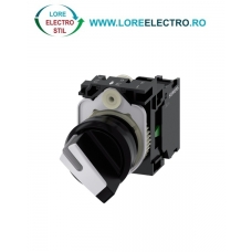 3SU1100-2BF60-1BA0, SELECTOR DE COMANDA COMPLET SIEMENS SIRIUS, DIAMETRU DE 22 MM, ALB, ILUMINABIL, CU RETINERE, 2 POZITII O-I, 1NO, CONEXIUNE CU SURUB
