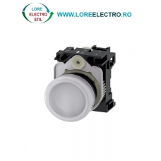 3SU1102-6AA60-1AA0, LAMPA DE SEMNALIZARE COMPLETA SIEMENS SIRIUS, DIAMETRU DE 22 MM, ALBA, LENTILA NETEDA, LED INTEGRAT 24 V AC/DC, CONEXIUNE CU SURUB