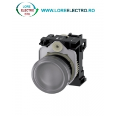 3SU1102-6AA70-1AA0, LAMPA DE SEMNALIZARE COMPLETA SIEMENS SIRIUS, DIAMETRU DE 22 MM, TRANSPARENTA, LENTILA NETEDA, LED INTEGRAT 24 V AC/DC, CONEXIUNE CU SURUB