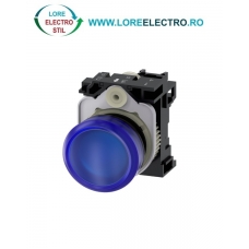 3SU1103-6AA50-1AA0, LAMPA DE SEMNALIZARE COMPLETA SIEMENS SIRIUS, DIAMETRU DE 22 MM, ALBASTRA, LENTILA NETEDA, LED INTEGRAT 110 V AC, CONEXIUNE CU SURUB