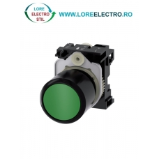 3SU1200-0EB40-0AA0, BUTON COMPACT SIEMENS SIRIUS, CURSA EXTINSA 12 MM, DIAMETRU DE 22 MM, VERDE, FUNCTIONARE MOMENTANA CU REVENIRE