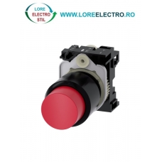 3SU1200-0FB20-0AA0, BUTON COMPACT SIEMENS SIRIUS, CURSA EXTINSA 12 MM, DIAMETRU DE 22 MM, ROSU, INALT, FUNCTIONARE MOMENTANA CU REVENIRE