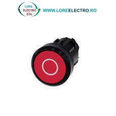 3SU1000-0AB20-0AD0, ACTUATOR BUTON SIEMENS SIRIUS, DIAMETRU DE 22 MM, ROSU CU INSCRIPTIE O, PLAT, FUNCTIONARE MOMENTANA CU REVENIRE
