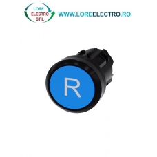 3SU1000-0AB50-0AR0, ACTUATOR BUTON SIEMENS SIRIUS, DIAMETRU DE 22 MM, ALBASTRU CU INSCRIPTIE R, PLAT, FUNCTIONARE MOMENTANA CU REVENIRE