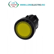 3SU1001-0AA30-0AA0, ACTUATOR BUTON ILUMINAT SIEMENS SIRIUS, DIAMETRU DE 22 MM, GALBEN, PLAT, CU RETINERE