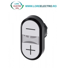 3SU1000-3AB66-0AL0, ACTUATOR BUTON DUBLU SIEMENS SIRIUS, DIAMETRU DE 22 MM, ALB/ALB, MARCAT CU -/+, PLAT, CU REVENIRE