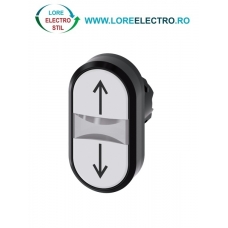 3SU1000-3AB66-0AN0, ACTUATOR BUTON DUBLU SIEMENS SIRIUS, DIAMETRU DE 22 MM, ALB/ALB, MARCAT CU SAGETI, PLAT, CU REVENIRE