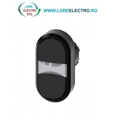 3SU1000-3AB11-0AA0, ACTUATOR BUTON DUBLU SIEMENS SIRIUS, DIAMETRU DE 22 MM, NEGRU/NEGRU, PLAT, CU REVENIRE