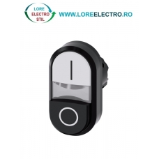 3SU1000-3BB61-0AK0, ACTUATOR BUTON DUBLU SIEMENS SIRIUS, DIAMETRU DE 22 MM, ALB/NEGRU, PLAT/INALT, MARCAT CU I/O, CU REVENIRE