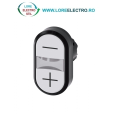 3SU1001-3AB66-0AL0, ACTUATOR BUTON DUBLU ILUMINAT SIEMENS SIRIUS, DIAMETRU DE 22 MM, ALB/ALB, MARCAT CU -/+, PLAT, CU REVENIRE