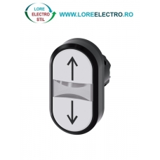 3SU1001-3AB66-0AN0, ACTUATOR BUTON DUBLU ILUMINAT SIEMENS SIRIUS, DIAMETRU DE 22 MM, ALB/ALB, MARCAT CU SAGETI, PLAT, CU REVENIRE