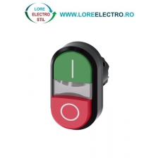 3SU1001-3BB42-0AK0, ACTUATOR BUTON DUBLU ILUMINAT SIEMENS SIRIUS, DIAMETRU DE 22 MM, VERDE/ROSU MARCAT I/O, PLAT/INALT, CU REVENIRE