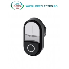 3SU1001-3BB61-0AK0, ACTUATOR BUTON DUBLU ILUMINAT SIEMENS SIRIUS, DIAMETRU DE 22 MM, ALB/NEGRU MARCAT I/O, PLAT/INALT, CU REVENIRE