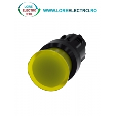3SU1001-1AD30-0AA0, ACTUATOR BUTON TIP CIUPERCA ILUMINAT SIEMENS SIRIUS, DIAMETRU DE 22 MM, GALBEN, PLAT (30 MM), CU REVENIRE