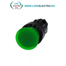 3SU1001-1AD40-0AA0, ACTUATOR BUTON TIP CIUPERCA ILUMINAT SIEMENS SIRIUS, DIAMETRU DE 22 MM, VERDE, PLAT (30 MM), CU REVENIRE