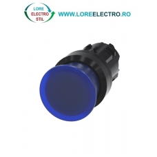 3SU1001-1AD50-0AA0, ACTUATOR BUTON TIP CIUPERCA ILUMINAT SIEMENS SIRIUS, DIAMETRU DE 22 MM, ALBASTRU, PLAT (30 MM), CU REVENIRE