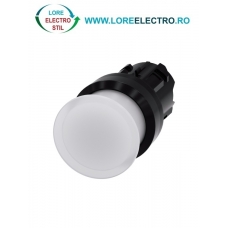 3SU1001-1AD60-0AA0, ACTUATOR BUTON TIP CIUPERCA ILUMINAT SIEMENS SIRIUS, DIAMETRU DE 22 MM, ALB, PLAT (30 MM), CU REVENIRE