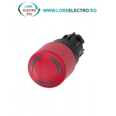3SU1001-1GB20-0AA0, ACTUATOR BUTON OPRIRE DE URGENTA TIP CIUPERCA ILUMINAT SIEMENS SIRIUS, DIAMETRU DE 22 MM, ROSU, 30 MM, CU RETINERE