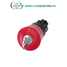 3SU1000-1HG20-0AA0, ACTUATOR BUTON OPRIRE DE URGENTA TIP CIUPERCA CU INCUIETOARE RONIS SIEMENS SIRIUS, DIAMETRU DE 22 MM, ROSU, 40 MM, CU RETINERE