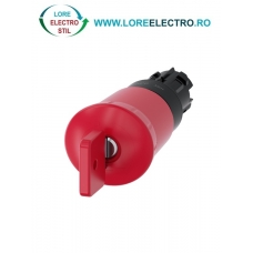 3SU1000-1HQ20-0AA0, ACTUATOR BUTON OPRIRE DE URGENTA TIP CIUPERCA CU INCUIETOARE O.M.R. SIEMENS SIRIUS, DIAMETRU DE 22 MM, ROSU, 40 MM, CU RETINERE