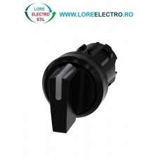 3SU1002-2BM10-0AA0, ACTUATOR COMUTATOR ROTATIV ILUMINAT SIEMENS SIRIUS, DIAMETRU DE 22 MM, NEGRU, CU 3 POZITII I-O-II, CU REVENIRE