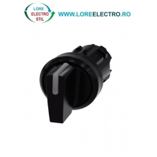 3SU1002-2BP10-0AA0, ACTUATOR COMUTATOR ROTATIV ILUMINAT SIEMENS SIRIUS, DIAMETRU DE 22 MM, NEGRU, CU 3 POZITII I-O-II, CU REVENIRE SI RETINERE