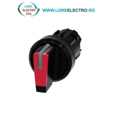 3SU1002-2BP20-0AA0, ACTUATOR COMUTATOR ROTATIV ILUMINAT SIEMENS SIRIUS, DIAMETRU DE 22 MM, ROSU, CU 3 POZITII I-O-II, CU REVENIRE SI RETINERE