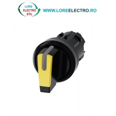 3SU1002-2BP30-0AA0, ACTUATOR COMUTATOR ROTATIV ILUMINAT SIEMENS SIRIUS, DIAMETRU DE 22 MM, GALBEN, CU 3 POZITII I-O-II, CU REVENIRE SI RETINERE