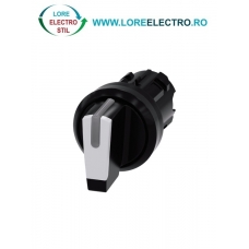 3SU1002-2BP60-0AA0, ACTUATOR COMUTATOR ROTATIV ILUMINAT SIEMENS SIRIUS, DIAMETRU DE 22 MM, ALB, CU 3 POZITII I-O-II, CU REVENIRE SI RETINERE