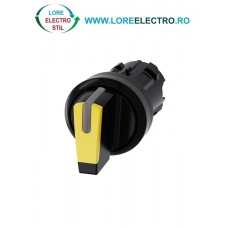 3SU1002-2BN30-0AA0, ACTUATOR COMUTATOR ROTATIV ILUMINAT SIEMENS SIRIUS, DIAMETRU DE 22 MM, GALBEN, CU 3 POZITII I-O-II, CU RETINERE SI REVENIRE