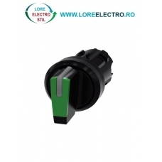 3SU1002-2BN40-0AA0, ACTUATOR COMUTATOR ROTATIV ILUMINAT SIEMENS SIRIUS, DIAMETRU DE 22 MM, VERDE, CU 3 POZITII I-O-II, CU RETINERE SI REVENIRE