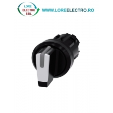 3SU1002-2BN60-0AA0, ACTUATOR COMUTATOR ROTATIV ILUMINAT SIEMENS SIRIUS, DIAMETRU DE 22 MM, ALB, CU 3 POZITII I-O-II, CU RETINERE SI REVENIRE
