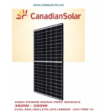 SISTEM DE 16 BUCATI PANOURI FOTOVOLTAICE MONOCRISTALIN 380W CANADIAN SOLAR M/3L-MS/S/I4/F30/1250/EVO2/380 PENTRU SISTEM FOTOVOLTAIC