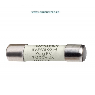 3NW6001-4 siguranta fuzibila SIEMENS pentru sisteme voltaice 6A DC, 1000V DC, 10x38mm, curba gPV