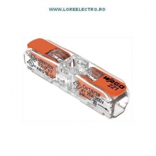 221-2411 Conector liniar transparent 2 intrari, 2P WAGO, sectiune maxima 4mmp, curent maxim 32A, tensiune 400V